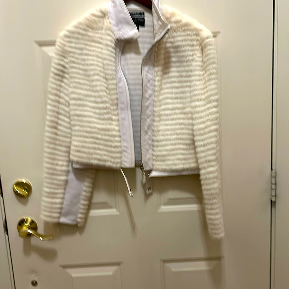 Fur and leather-trimmed jacket